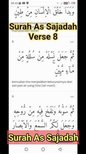 Surah AS Sajadah Verse 8 | Slow & Peaceful Recitation | Learn Quran #shorts