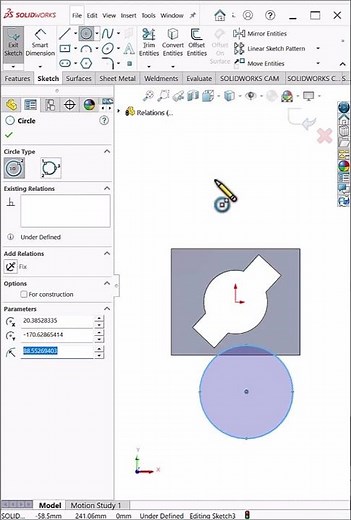 Coradial Relation in SolidWorks | Sketch Relations Explained #shorts