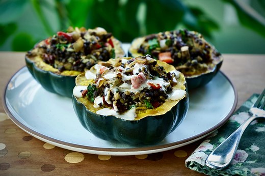 Vegan Stuffed Acorn Squash - The Whole Food Plant Based Cooking Show