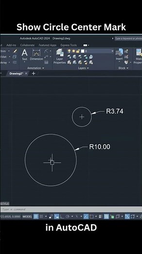 How to Show Circle Center Mark in AutoCAD | Center Mark & Centerline Command Explained! #shorts