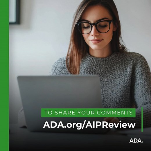 Two new ADA draft standards are open for public comment through November 27. These proposals aim to improve how dental data is exchanged and claims are processed. Learn more at ADA.org/AIPReview | American Dental Association