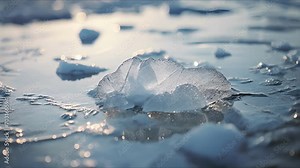 Detailed view of a melted ice cap, showcasing the alarming consequences of global warming on polar regions.