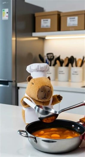 The capybara loves to cook, and its so cute Try this easy recipe now #cooking #capybara #shorts