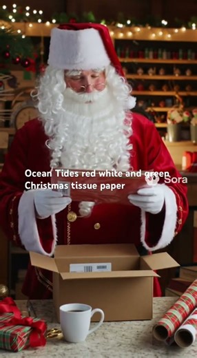 Ocean Tides red white and green Christmas tissue paper