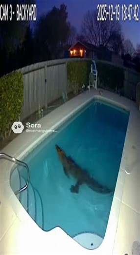 Alligator Casually Swims Into Family's Backyard Pool #wildlife #florida #shorts