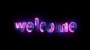 Welcome Animation with 3D neon purple and blue gradient animation
