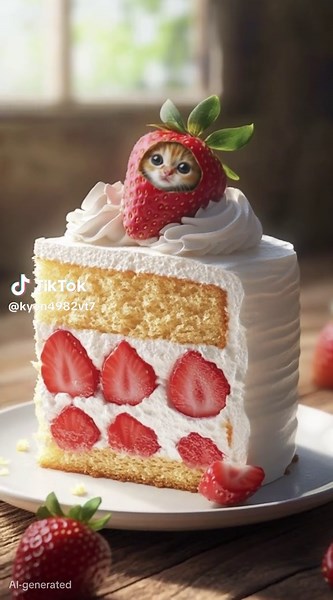 いちごになった猫ちゃん #cat #ai #歌う猫 #フォロワー5000人ありがとう | singing cat