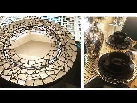 Dollar Tree DIY || Mirrored Mosaic Charger Plates || Glam Edition