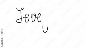 Love you - text, phrase, words writing animation. Hand written, luma matte.