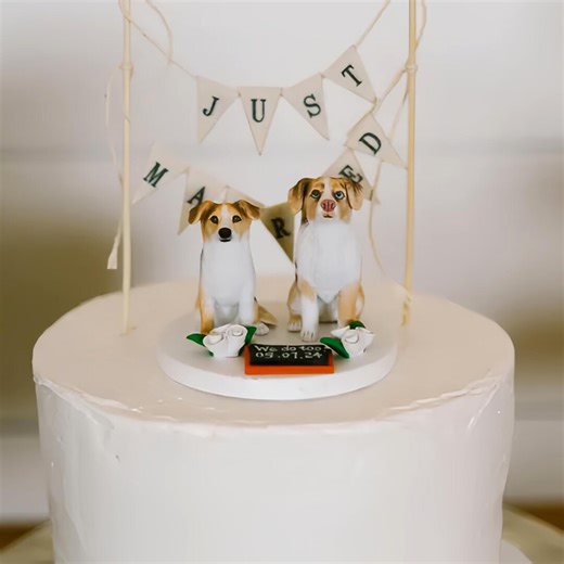 Personalized Dog Wedding Cake Toppers, Handcrafted Pet Clay Anniversary Figurines,dog Birthday Gifts - Etsy