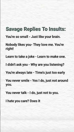 Savage Comebacks for Every Insult: Master the Art of Reply #savagecomebacks #comebacks #insult