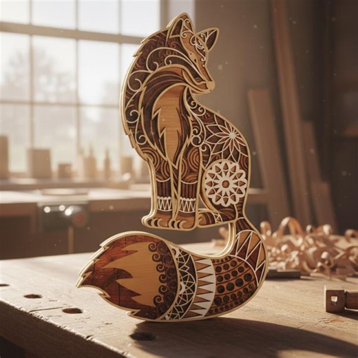 3D Fox Mandala Wooden Laser Cut File, Multi Layered Wall Decoration (SVG Dxf) - Etsy