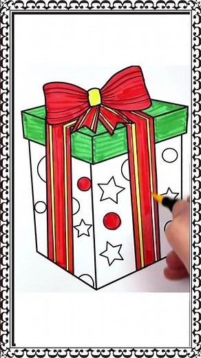New Year Gift Box 🎁✨ | Creative Holiday Coloring #newyearcoloring#holidaycoloring#giftboxcoloring