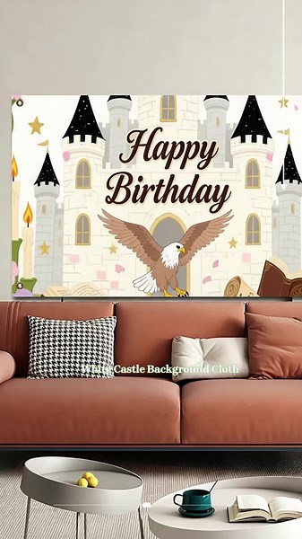 🏰 I found the most magical castle backdrop today! This white fairy tale banner made my kid’s birthday feel like a royal celebration ✨ The castle towers, eagle, and