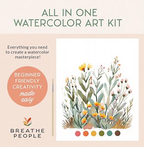 All-in-one Beginner Watercolor Kit – DIY Floral Painting Set for Adults, Gift for Her, Relaxing Craft Kit - Etsy