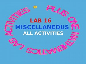 Plus One Maths Lab 16, Miscellaneous All Activities