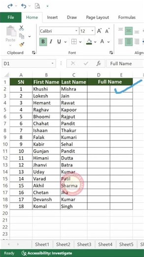 full name tricks in excel #excel #exceltricks #exceltips #exceltutorial #shorts #ytshorts #ytviral