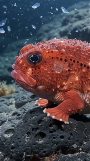 Deep Sea Mystery: The Alien Walking Crimson Sea Toad! 🐸🔴#universe #shorts #deepsea #fish