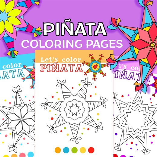 Printable Mexican Star Pinata Kids Coloring Sheets L Las Posadas Cinco De Mayo Activity | Classroom Art | Digital Download | PDF - Etsy