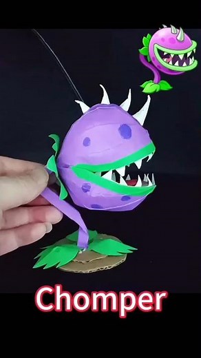 Use A4 paper to make a Chomper from Plants vs. Zombies #Origami #plantsVsZombi #PaperChomper #diy