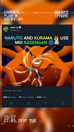 Naruto and Kurama Use Mix Rasengan 🤯🥶 #naruto #kakashi #kurama #itachi