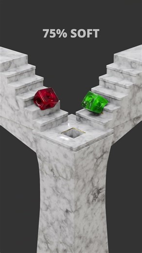 0% vs 100% Softness: Menger Sponge shaped Jelly Cubes Soft Body Physics