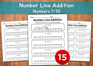 Number Line Addition Worksheets | Addition to 10 | Kindergarten & Preschool Math Activities | Homeschool Printables - Etsy