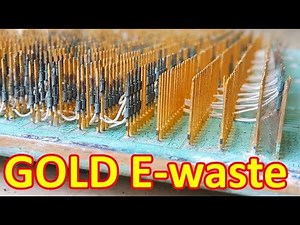 E-waste electronic scrap old recycle gold plated pins and recovery gold recycle circuit boards gold.