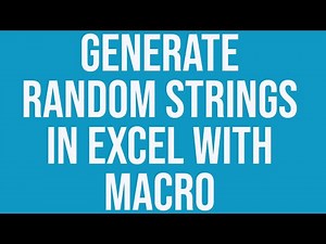 Generate Random Strings in Excel with VBA