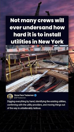 Not many crews will ever undersand how hard it is to install utilities in New York