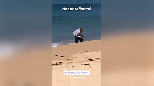 Bizarre moment man poos into the ocean at a Sydney beach