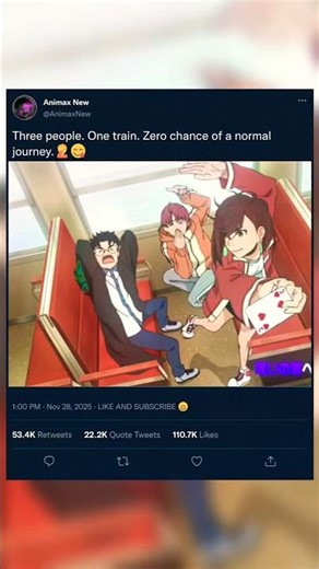 This train ride went from calm to crazy real fast! 😂🔥 #Anime #Shorts #FunnyScene