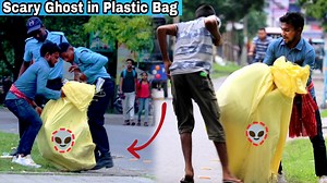 1.1M views · 10K reactions | Scary Ghost Man in Plastic Bag Prank on police || Amazing reaction  | Dipan Prank | Facebook