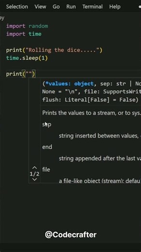 python Dice rolling in 1second 🐍 #codingshorts #correctcoding #coding #programming #codingbat