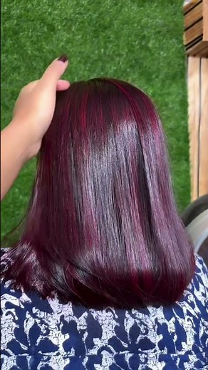 Burgundy / Plum Red Hair Highlights Makeover 💇‍♀️#hairstyle #short #HairGoals