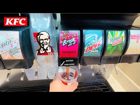 No Ice in Drink Refills at KFC Soda Fountain Machine | Mountain Dew Sweet Lightning, Lipton Ice Tea 
