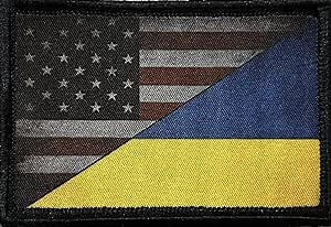 RedheadedTshirts - USA/Ukraine Flag Morale Patch.2x3 Hook and Loop Patch. Made in The USA