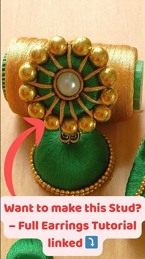 DIY Silk Thread Jhumka Earrings with Studs | No Paper Needed #diy #earringdesign #jhumkas