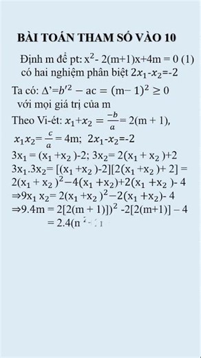 Toán Đại số lớp 9 hay |Hệ thức Vi-et và tham | Bí quyết giải nhanh | Cách giải cực hay.
