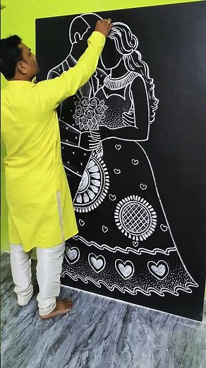 Romantic Couple Drawing in White Chalk 🤍✨ #art #drawing #shortvideo