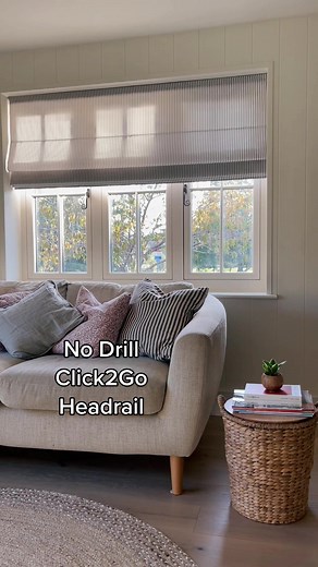 Our Click2Go headrail simply clicks into place, so there’s no drills and no fuss, - This is the stunning Candy Stripe Pewter Roman Blind with the Click2Go headrail in @our.home.in.dorset stunning space! #myblinds2go #myblinds2go #curtains #homedecor #interiortrends #homeinteriors #windowblinds #windowcoverings #blinds