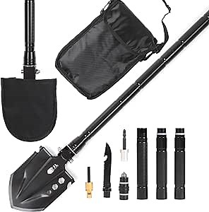 Tactical Survival Shovel Entrenching Tools Multi Functional Folding Survival Spad for Offroading Hiking Camping With Carrying Bag (shovel 3 handles)