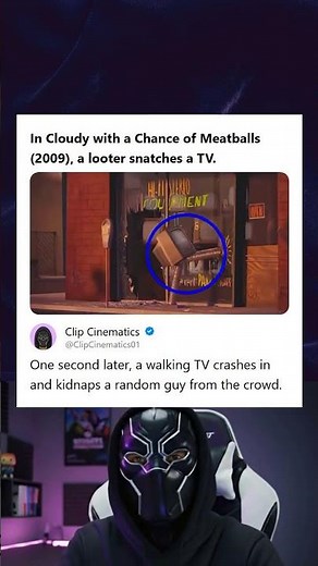 Cloudy with a Chance of Meatballs 2009 Walking TV Kidnaps a Random Guy After a Looter Snaches a TV