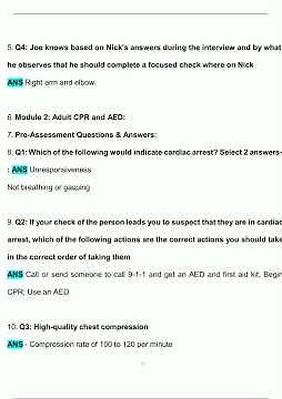 The American Red Cross CPR Quiz Answers Latest 2025 2026 Update Questions and Verified Answers 100