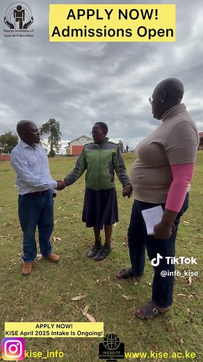 APPLY NOW! KISE APRIL 2025 INTAKE IS ONGOING!📢📢📢📢📢📢 Join Our School-Based Certificate Programs and Expand Your skills! Courses Include: 1.Kenyan Sign Language 2.Functional Assessment 3.Braille Proficiency 4.Speech Therapy 5.Audiology Apply Here👉 https://application.kise.ac.ke/ To Get Started! For Further Information About The Courses, Call/ WhatsApp Us On 0708108041 #HurryUp #AdmissionsOpen #AprilIntake #BookYourSpaceNow