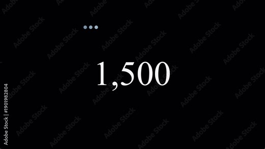 Black screen with white numbers 45 and 1,500, representing a countdown or numerical display.