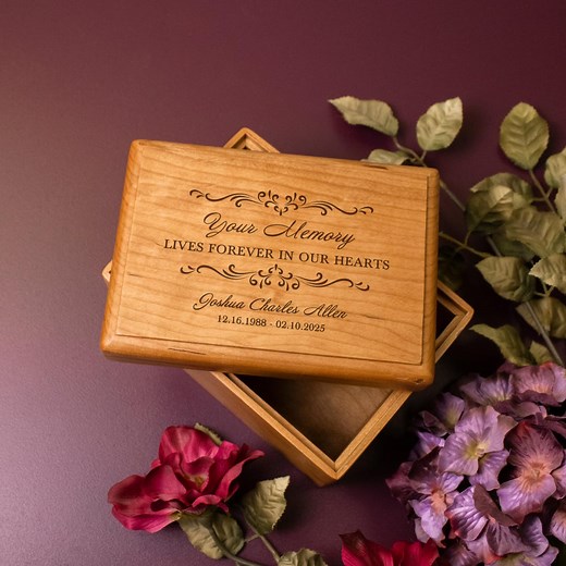 Memory Box Personalized | Memory Lives Forever | Custom Memorial Box | Wooden Urn for Loved One | Memorial Keepsake Box | Bereavement Gift - Etsy