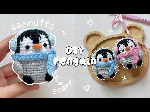 ♡ Crochet Penguin with Scarf and Earmuffs Tutorial| Simple & Cute ♡