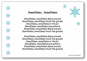 Snowflakes Snowflakes - Paroles de la comptine en anglais