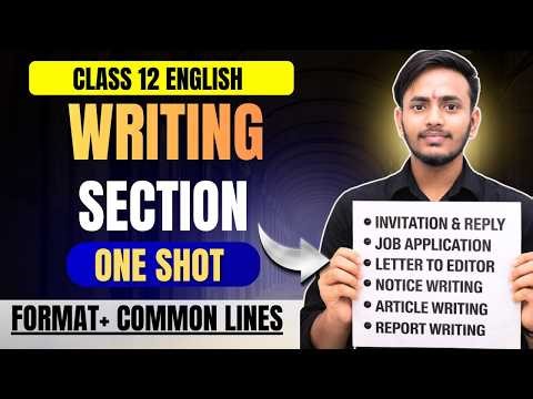 Class 12 English Writing Section One Shot 🔥 | Format + Common Lines | Board Exam 2026